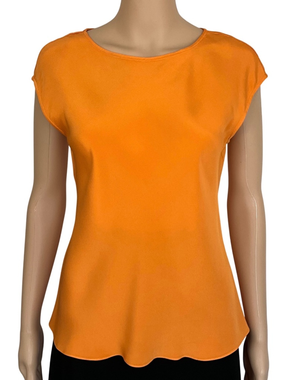 Flores & Flores Orange Silk Scoop Neck Cap Sleeve Top Size 8 NWOT